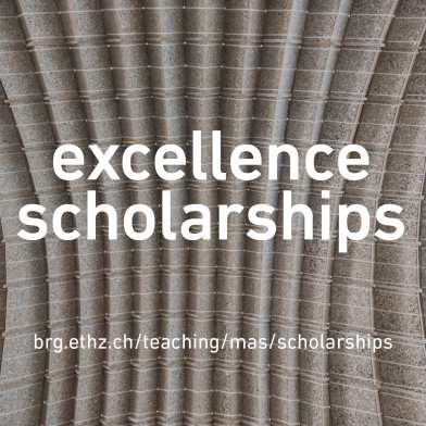 Announcing excellence scholarships. Background image: TetraVault, by BRG, an ETH Ideas City Pavilion, NYC, 2015.